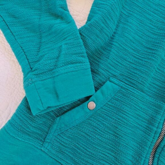Christopher & Banks Women's Jacket Size Medium Teal Green Zipper Hoodie Pockets - Picture 3 of 15